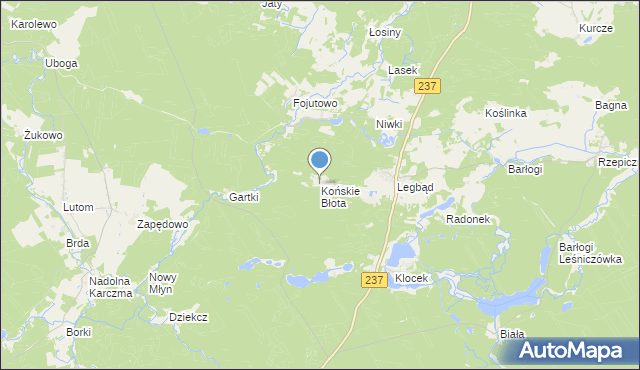 mapa Końskie Błota, Końskie Błota na mapie Targeo